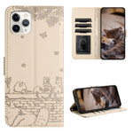 เคสโทรศัพท์หนังลายปั๊มแมวพร้อมสายคล้อง สำหรับ iPhone 11 Pro, สำหรับ iPhone XS Max, สำหรับ iPhone X, สำหรับ iPhone 7 Plus / 8 Plus