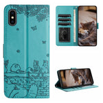 เคสโทรศัพท์หนังลายปั๊มแมวพร้อมสายคล้อง สำหรับ iPhone 11 Pro, สำหรับ iPhone XS Max, สำหรับ iPhone X, สำหรับ iPhone 7 Plus / 8 Plus