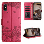 เคสโทรศัพท์หนังลายปั๊มแมวพร้อมสายคล้อง สำหรับ iPhone 11 Pro, สำหรับ iPhone XS Max, สำหรับ iPhone X, สำหรับ iPhone 7 Plus / 8 Plus