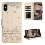เคสโทรศัพท์หนังลายปั๊มแมวพร้อมสายคล้อง สำหรับ iPhone 11 Pro, สำหรับ iPhone XS Max, สำหรับ iPhone X, สำหรับ iPhone 7 Plus / 8 Plus