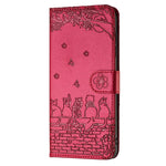 เคสโทรศัพท์หนังลายปั๊มแมวพร้อมสายคล้อง สำหรับ iPhone 16e / 17e, สำหรับ iPhone 17 Pro Max, สำหรับ iPhone 17 Pro, สำหรับ iPhone 17, สำหรับ iPhone Air, สำหรับ iPhone 16 Pro Max, สำหรับ iPhone 16 Pro, สำหรับ iPhone 16 Plus, สำหรับ iPhone 16