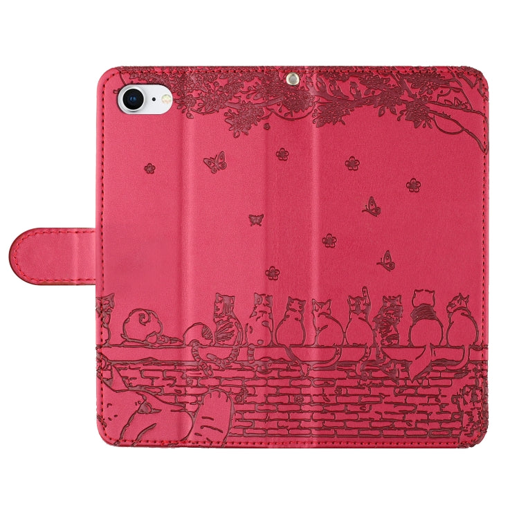 เคสโทรศัพท์หนังลายปั๊มแมวพร้อมสายคล้อง สำหรับ iPhone 16e / 17e, สำหรับ iPhone 17 Pro Max, สำหรับ iPhone 17 Pro, สำหรับ iPhone 17, สำหรับ iPhone Air, สำหรับ iPhone 16 Pro Max, สำหรับ iPhone 16 Pro, สำหรับ iPhone 16 Plus, สำหรับ iPhone 16