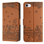 เคสโทรศัพท์หนังลายปั๊มแมวพร้อมสายคล้อง สำหรับ iPhone 16e / 17e, สำหรับ iPhone 17 Pro Max, สำหรับ iPhone 17 Pro, สำหรับ iPhone 17, สำหรับ iPhone Air, สำหรับ iPhone 16 Pro Max, สำหรับ iPhone 16 Pro, สำหรับ iPhone 16 Plus, สำหรับ iPhone 16