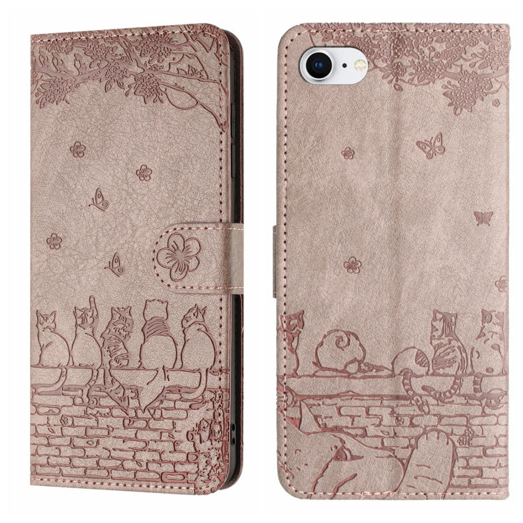 เคสโทรศัพท์หนังลายปั๊มแมวพร้อมสายคล้อง สำหรับ iPhone 16e / 17e, สำหรับ iPhone 17 Pro Max, สำหรับ iPhone 17 Pro, สำหรับ iPhone 17, สำหรับ iPhone Air, สำหรับ iPhone 16 Pro Max, สำหรับ iPhone 16 Pro, สำหรับ iPhone 16 Plus, สำหรับ iPhone 16