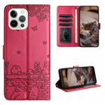 เคสโทรศัพท์หนังลายปั๊มแมวพร้อมสายคล้อง สำหรับ iPhone 16e / 17e, สำหรับ iPhone 17 Pro Max, สำหรับ iPhone 17 Pro, สำหรับ iPhone 17, สำหรับ iPhone Air, สำหรับ iPhone 16 Pro Max, สำหรับ iPhone 16 Pro, สำหรับ iPhone 16 Plus, สำหรับ iPhone 16