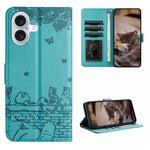 เคสโทรศัพท์หนังลายปั๊มแมวพร้อมสายคล้อง สำหรับ iPhone 16e / 17e, สำหรับ iPhone 17 Pro Max, สำหรับ iPhone 17 Pro, สำหรับ iPhone 17, สำหรับ iPhone Air, สำหรับ iPhone 16 Pro Max, สำหรับ iPhone 16 Pro, สำหรับ iPhone 16 Plus, สำหรับ iPhone 16