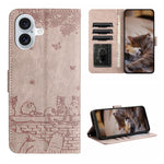เคสโทรศัพท์หนังลายปั๊มแมวพร้อมสายคล้อง สำหรับ iPhone 16e / 17e, สำหรับ iPhone 17 Pro Max, สำหรับ iPhone 17 Pro, สำหรับ iPhone 17, สำหรับ iPhone Air, สำหรับ iPhone 16 Pro Max, สำหรับ iPhone 16 Pro, สำหรับ iPhone 16 Plus, สำหรับ iPhone 16