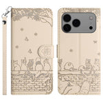 เคสโทรศัพท์หนังลายปั๊มแมวพร้อมสายคล้อง สำหรับ iPhone 16e / 17e, สำหรับ iPhone 17 Pro Max, สำหรับ iPhone 17 Pro, สำหรับ iPhone 17, สำหรับ iPhone Air, สำหรับ iPhone 16 Pro Max, สำหรับ iPhone 16 Pro, สำหรับ iPhone 16 Plus, สำหรับ iPhone 16