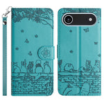 เคสโทรศัพท์หนังลายปั๊มแมวพร้อมสายคล้อง สำหรับ iPhone 16e / 17e, สำหรับ iPhone 17 Pro Max, สำหรับ iPhone 17 Pro, สำหรับ iPhone 17, สำหรับ iPhone Air, สำหรับ iPhone 16 Pro Max, สำหรับ iPhone 16 Pro, สำหรับ iPhone 16 Plus, สำหรับ iPhone 16