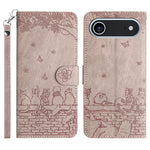 เคสโทรศัพท์หนังลายปั๊มแมวพร้อมสายคล้อง สำหรับ iPhone 16e / 17e, สำหรับ iPhone 17 Pro Max, สำหรับ iPhone 17 Pro, สำหรับ iPhone 17, สำหรับ iPhone Air, สำหรับ iPhone 16 Pro Max, สำหรับ iPhone 16 Pro, สำหรับ iPhone 16 Plus, สำหรับ iPhone 16