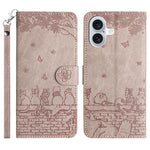 เคสโทรศัพท์หนังลายปั๊มแมวพร้อมสายคล้อง สำหรับ iPhone 16e / 17e, สำหรับ iPhone 17 Pro Max, สำหรับ iPhone 17 Pro, สำหรับ iPhone 17, สำหรับ iPhone Air, สำหรับ iPhone 16 Pro Max, สำหรับ iPhone 16 Pro, สำหรับ iPhone 16 Plus, สำหรับ iPhone 16