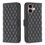 เคสโทรศัพท์หนังพับแบบกระเป๋าสตางค์ลายตารางเพชร สำหรับ iPhone 17e / 16e, iPhone 17 Pro Max, iPhone 17 Pro, iPhone 17, iPhone Air, iPhone 16 Pro Max, iPhone 16 Pro, iPhone 16 Plus