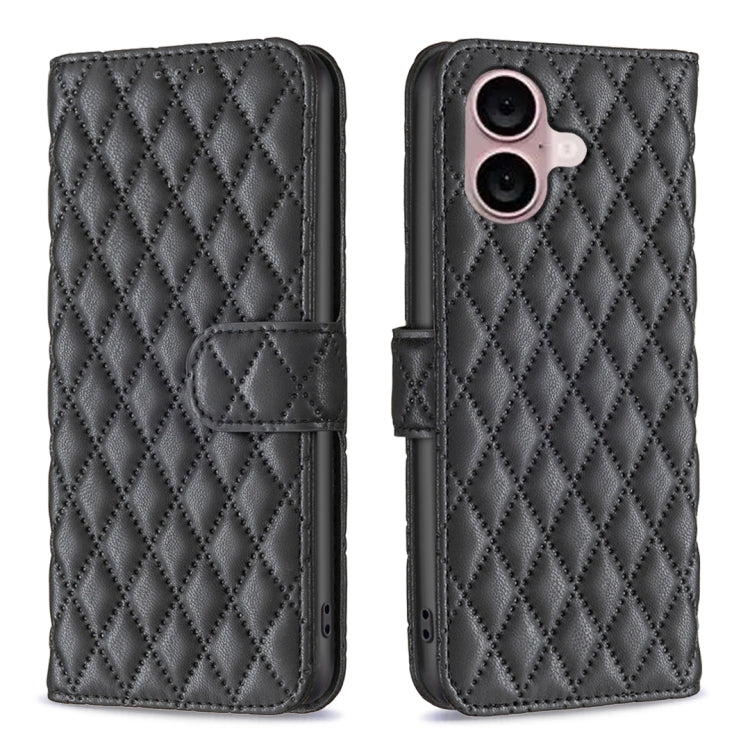 เคสโทรศัพท์หนังพับแบบกระเป๋าสตางค์ลายตารางเพชร สำหรับ iPhone 17e / 16e, iPhone 17 Pro Max, iPhone 17 Pro, iPhone 17, iPhone Air, iPhone 16 Pro Max, iPhone 16 Pro, iPhone 16 Plus