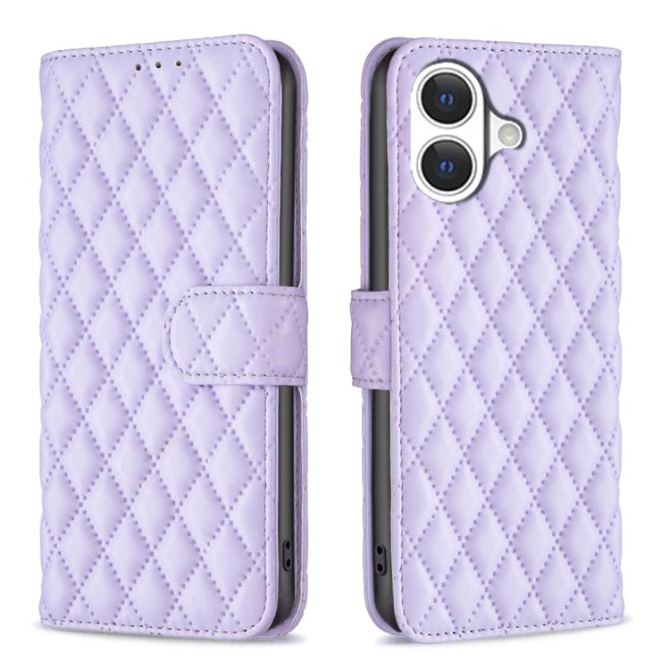 เคสโทรศัพท์หนังพับแบบกระเป๋าสตางค์ลายตารางเพชร สำหรับ iPhone 17e / 16e, iPhone 17 Pro Max, iPhone 17 Pro, iPhone 17, iPhone Air, iPhone 16 Pro Max, iPhone 16 Pro, iPhone 16 Plus