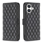 เคสโทรศัพท์หนังพับแบบกระเป๋าสตางค์ลายตารางเพชร สำหรับ iPhone 17e / 16e, iPhone 17 Pro Max, iPhone 17 Pro, iPhone 17, iPhone Air, iPhone 16 Pro Max, iPhone 16 Pro, iPhone 16 Plus