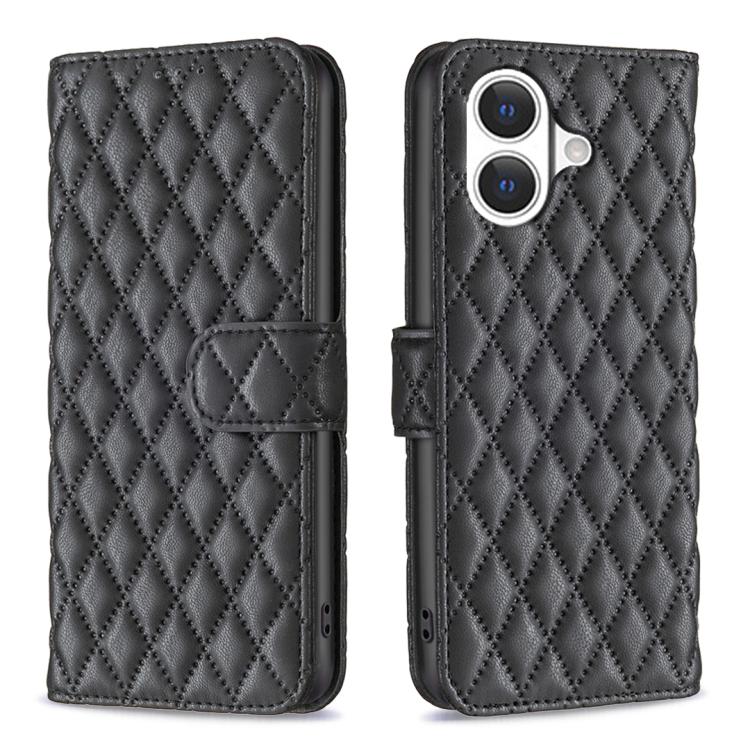 เคสโทรศัพท์หนังพับแบบกระเป๋าสตางค์ลายตารางเพชร สำหรับ iPhone 17e / 16e, iPhone 17 Pro Max, iPhone 17 Pro, iPhone 17, iPhone Air, iPhone 16 Pro Max, iPhone 16 Pro, iPhone 16 Plus