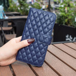 เคสโทรศัพท์หนังพับแบบกระเป๋าสตางค์ลายตารางเพชร สำหรับ iPhone 17e / 16e, iPhone 17 Pro Max, iPhone 17 Pro, iPhone 17, iPhone Air, iPhone 16 Pro Max, iPhone 16 Pro, iPhone 16 Plus
