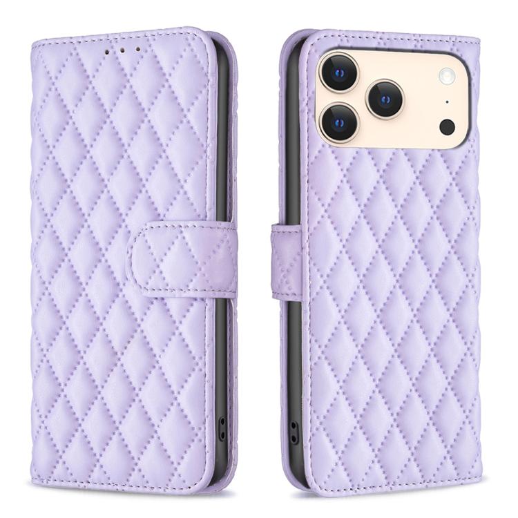 เคสโทรศัพท์หนังพับแบบกระเป๋าสตางค์ลายตารางเพชร สำหรับ iPhone 17e / 16e, iPhone 17 Pro Max, iPhone 17 Pro, iPhone 17, iPhone Air, iPhone 16 Pro Max, iPhone 16 Pro, iPhone 16 Plus