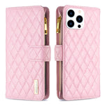 เคสโทรศัพท์หนังพับแบบกระเป๋าสตางค์ซิปลายตารางเพชร สำหรับ iPhone 17 Pro Max, iPhone 17 Pro, iPhone 17, iPhone Air, iPhone 16 Pro Max, iPhone 16 Pro, iPhone 16 Plus, iPhone 16