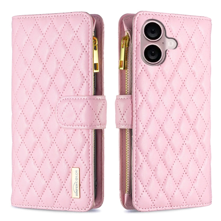 เคสโทรศัพท์หนังพับแบบกระเป๋าสตางค์ซิปลายตารางเพชร สำหรับ iPhone 17 Pro Max, iPhone 17 Pro, iPhone 17, iPhone Air, iPhone 16 Pro Max, iPhone 16 Pro, iPhone 16 Plus, iPhone 16