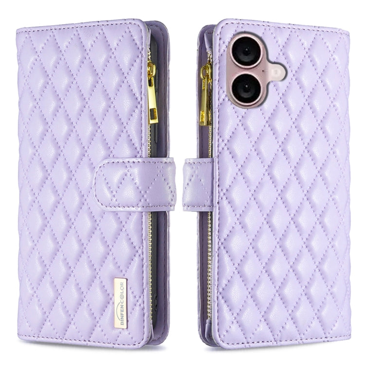 เคสโทรศัพท์หนังพับแบบกระเป๋าสตางค์ซิปลายตารางเพชร สำหรับ iPhone 17 Pro Max, iPhone 17 Pro, iPhone 17, iPhone Air, iPhone 16 Pro Max, iPhone 16 Pro, iPhone 16 Plus, iPhone 16