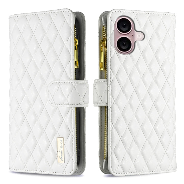 เคสโทรศัพท์หนังพับแบบกระเป๋าสตางค์ซิปลายตารางเพชร สำหรับ iPhone 17 Pro Max, iPhone 17 Pro, iPhone 17, iPhone Air, iPhone 16 Pro Max, iPhone 16 Pro, iPhone 16 Plus, iPhone 16