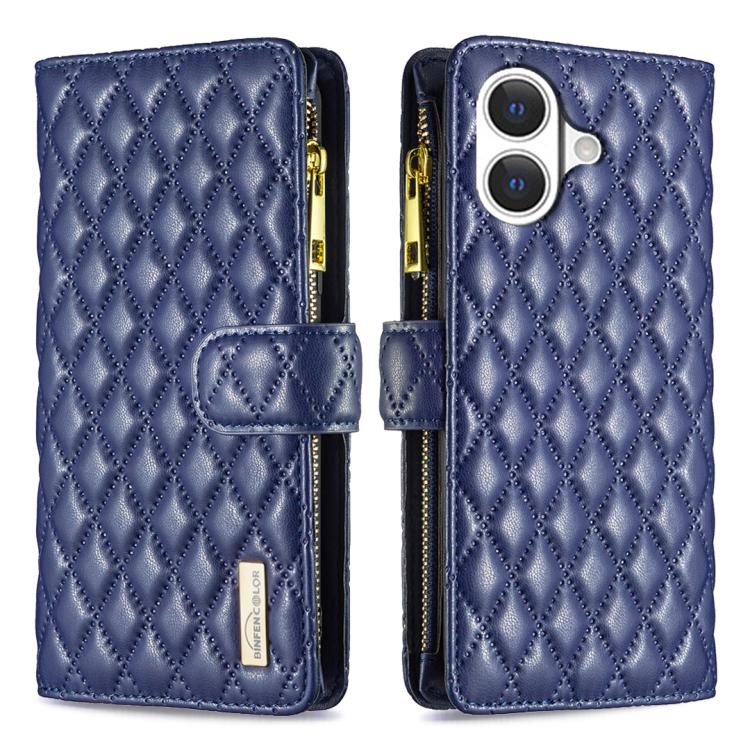 เคสโทรศัพท์หนังพับแบบกระเป๋าสตางค์ซิปลายตารางเพชร สำหรับ iPhone 17 Pro Max, iPhone 17 Pro, iPhone 17, iPhone Air, iPhone 16 Pro Max, iPhone 16 Pro, iPhone 16 Plus, iPhone 16