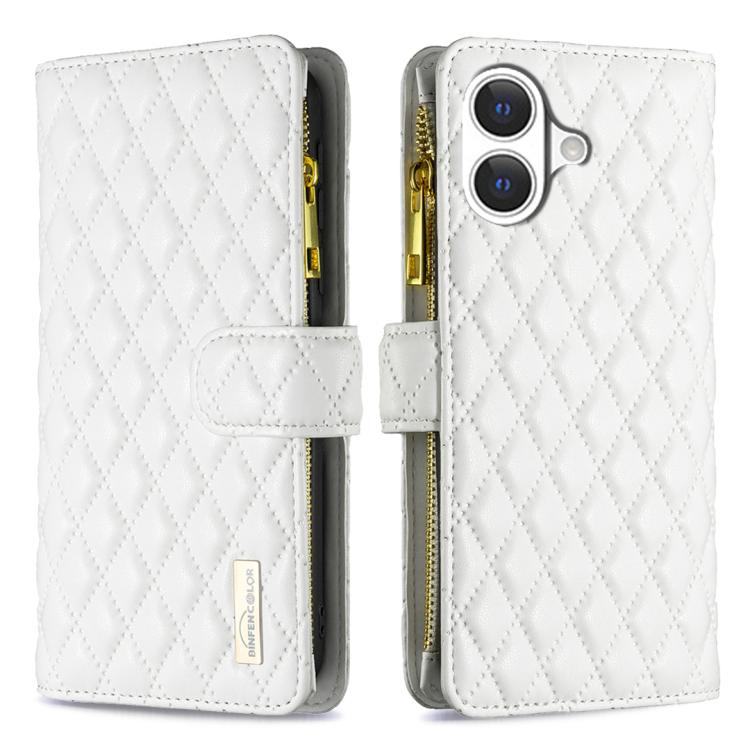 เคสโทรศัพท์หนังพับแบบกระเป๋าสตางค์ซิปลายตารางเพชร สำหรับ iPhone 17 Pro Max, iPhone 17 Pro, iPhone 17, iPhone Air, iPhone 16 Pro Max, iPhone 16 Pro, iPhone 16 Plus, iPhone 16
