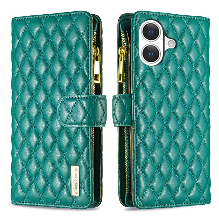 เคสโทรศัพท์หนังพับแบบกระเป๋าสตางค์ซิปลายตารางเพชร สำหรับ iPhone 17 Pro Max, iPhone 17 Pro, iPhone 17, iPhone Air, iPhone 16 Pro Max, iPhone 16 Pro, iPhone 16 Plus, iPhone 16