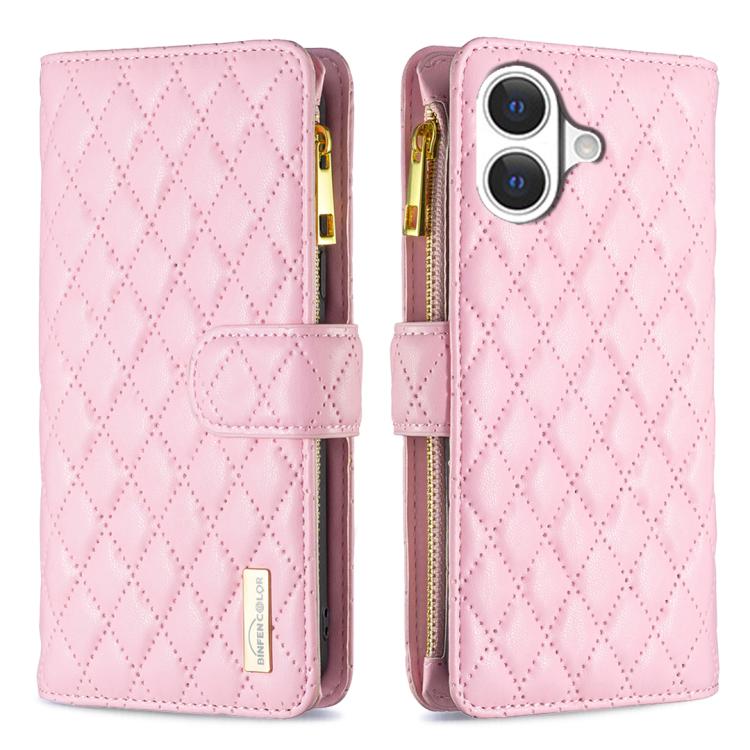 เคสโทรศัพท์หนังพับแบบกระเป๋าสตางค์ซิปลายตารางเพชร สำหรับ iPhone 17 Pro Max, iPhone 17 Pro, iPhone 17, iPhone Air, iPhone 16 Pro Max, iPhone 16 Pro, iPhone 16 Plus, iPhone 16