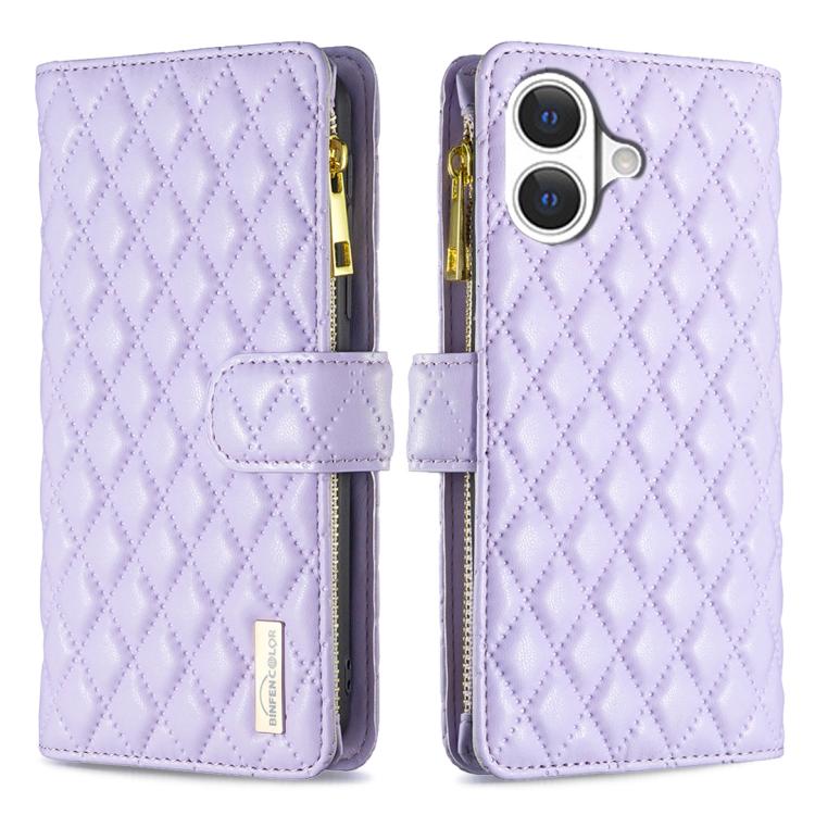 เคสโทรศัพท์หนังพับแบบกระเป๋าสตางค์ซิปลายตารางเพชร สำหรับ iPhone 17 Pro Max, iPhone 17 Pro, iPhone 17, iPhone Air, iPhone 16 Pro Max, iPhone 16 Pro, iPhone 16 Plus, iPhone 16