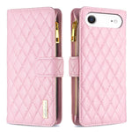 เคสโทรศัพท์หนังพับแบบกระเป๋าสตางค์ซิปลายตารางเพชร สำหรับ iPhone 17 Pro Max, iPhone 17 Pro, iPhone 17, iPhone Air, iPhone 16 Pro Max, iPhone 16 Pro, iPhone 16 Plus, iPhone 16