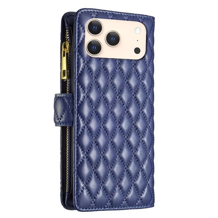 เคสโทรศัพท์หนังพับแบบกระเป๋าสตางค์ซิปลายตารางเพชร สำหรับ iPhone 17 Pro Max, iPhone 17 Pro, iPhone 17, iPhone Air, iPhone 16 Pro Max, iPhone 16 Pro, iPhone 16 Plus, iPhone 16
