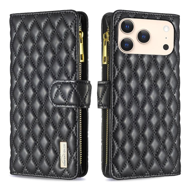 เคสโทรศัพท์หนังพับแบบกระเป๋าสตางค์ซิปลายตารางเพชร สำหรับ iPhone 17 Pro Max, iPhone 17 Pro, iPhone 17, iPhone Air, iPhone 16 Pro Max, iPhone 16 Pro, iPhone 16 Plus, iPhone 16