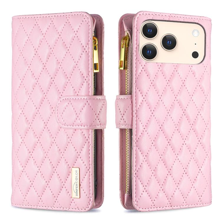 เคสโทรศัพท์หนังพับแบบกระเป๋าสตางค์ซิปลายตารางเพชร สำหรับ iPhone 17 Pro Max, iPhone 17 Pro, iPhone 17, iPhone Air, iPhone 16 Pro Max, iPhone 16 Pro, iPhone 16 Plus, iPhone 16