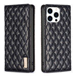 เคสโทรศัพท์หนังพับแม่เหล็กลายตารางเพชร สำหรับ iPhone 17 Pro Max, iPhone 17 Pro, iPhone 17, iPhone Air, iPhone 16 Pro Max, iPhone 16 Pro, iPhone 16 Plus, iPhone 16