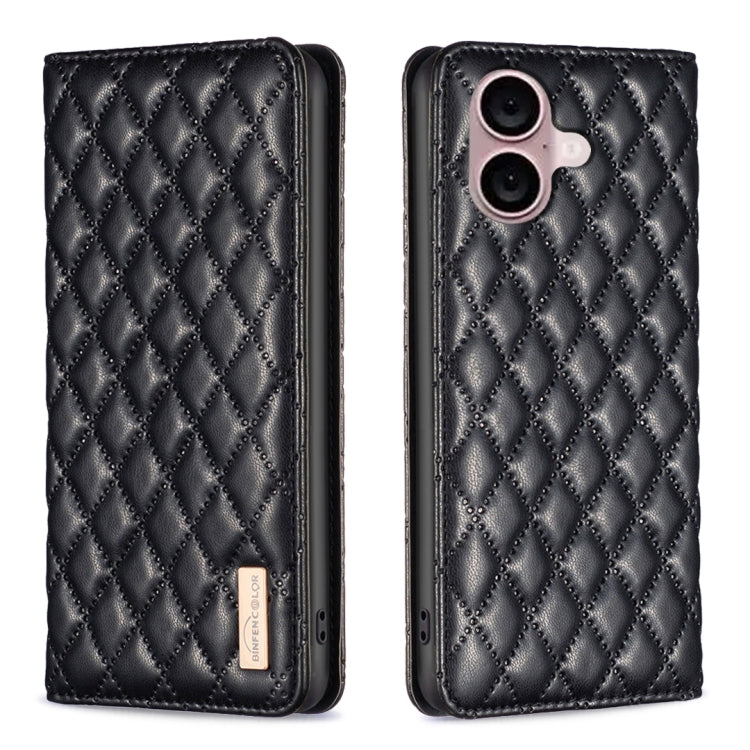 เคสโทรศัพท์หนังพับแม่เหล็กลายตารางเพชร สำหรับ iPhone 17 Pro Max, iPhone 17 Pro, iPhone 17, iPhone Air, iPhone 16 Pro Max, iPhone 16 Pro, iPhone 16 Plus, iPhone 16