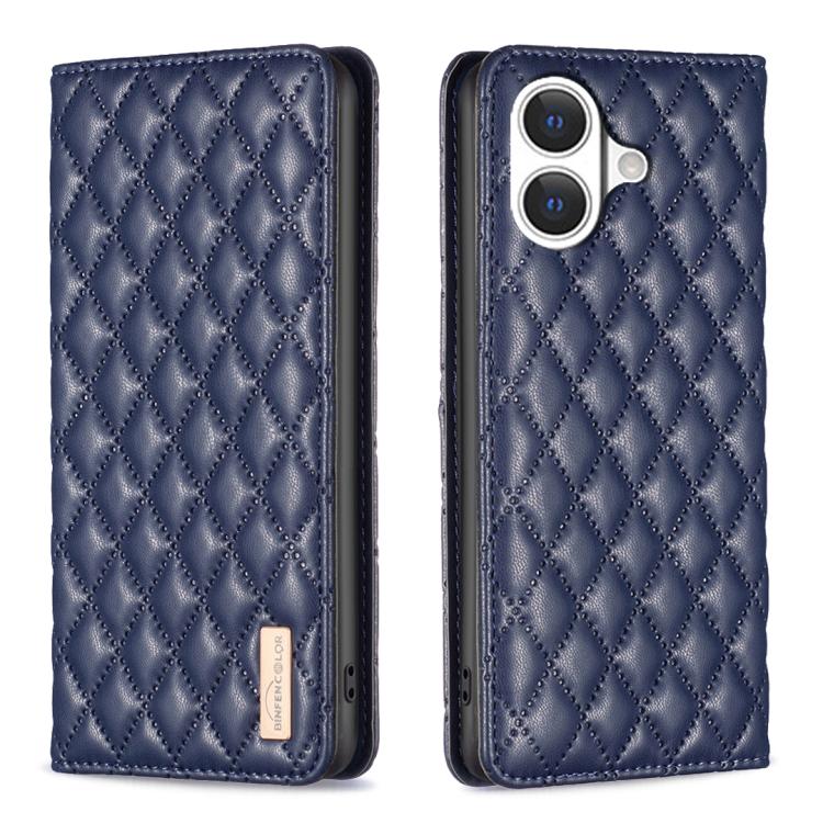 เคสโทรศัพท์หนังพับแม่เหล็กลายตารางเพชร สำหรับ iPhone 17 Pro Max, iPhone 17 Pro, iPhone 17, iPhone Air, iPhone 16 Pro Max, iPhone 16 Pro, iPhone 16 Plus, iPhone 16