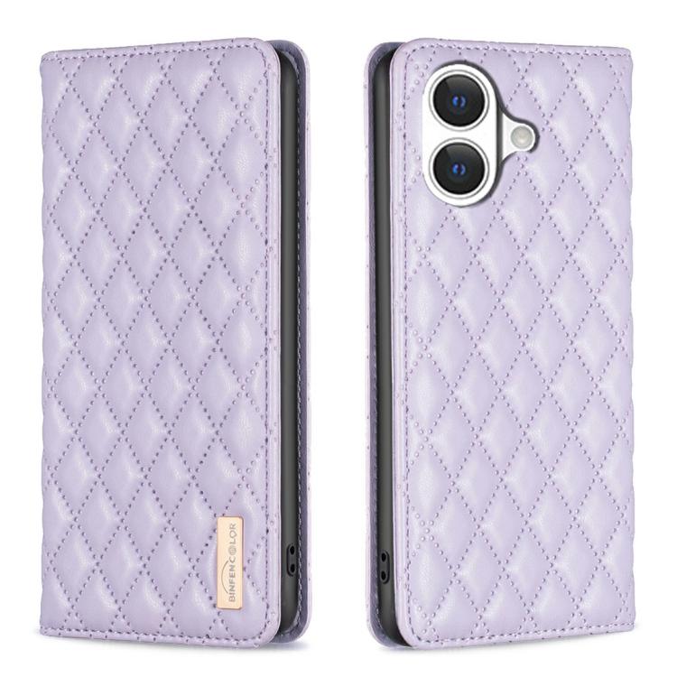 เคสโทรศัพท์หนังพับแม่เหล็กลายตารางเพชร สำหรับ iPhone 17 Pro Max, iPhone 17 Pro, iPhone 17, iPhone Air, iPhone 16 Pro Max, iPhone 16 Pro, iPhone 16 Plus, iPhone 16