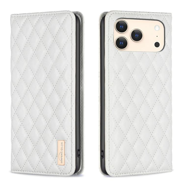 เคสโทรศัพท์หนังพับแม่เหล็กลายตารางเพชร สำหรับ iPhone 17 Pro Max, iPhone 17 Pro, iPhone 17, iPhone Air, iPhone 16 Pro Max, iPhone 16 Pro, iPhone 16 Plus, iPhone 16