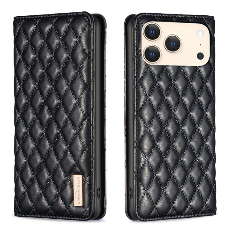 เคสโทรศัพท์หนังพับแม่เหล็กลายตารางเพชร สำหรับ iPhone 17 Pro Max, iPhone 17 Pro, iPhone 17, iPhone Air, iPhone 16 Pro Max, iPhone 16 Pro, iPhone 16 Plus, iPhone 16