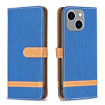Color Block Denim Texture Leather Phone Case, For iPhone 15 Pro, For iPhone 15 Plus, For iPhone 15
