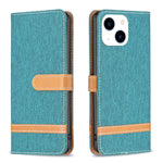 Color Block Denim Texture Leather Phone Case, For iPhone 15 Pro, For iPhone 15 Plus, For iPhone 15