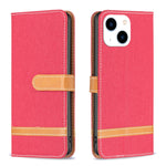 Color Block Denim Texture Leather Phone Case, For iPhone 15 Pro, For iPhone 15 Plus, For iPhone 15