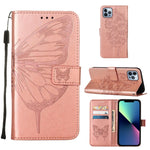 เคสโทรศัพท์หนังปั๊มลายผีเสื้อ สำหรับ iPhone 16 Pro, สำหรับ iPhone 16 Plus, สำหรับ iPhone 16, สำหรับ iPhone 15 Pro Max, สำหรับ iPhone 15 Pro, สำหรับ iPhone 15 Plus