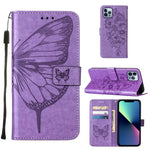 เคสโทรศัพท์หนังปั๊มลายผีเสื้อ สำหรับ iPhone 16 Pro, สำหรับ iPhone 16 Plus, สำหรับ iPhone 16, สำหรับ iPhone 15 Pro Max, สำหรับ iPhone 15 Pro, สำหรับ iPhone 15 Plus