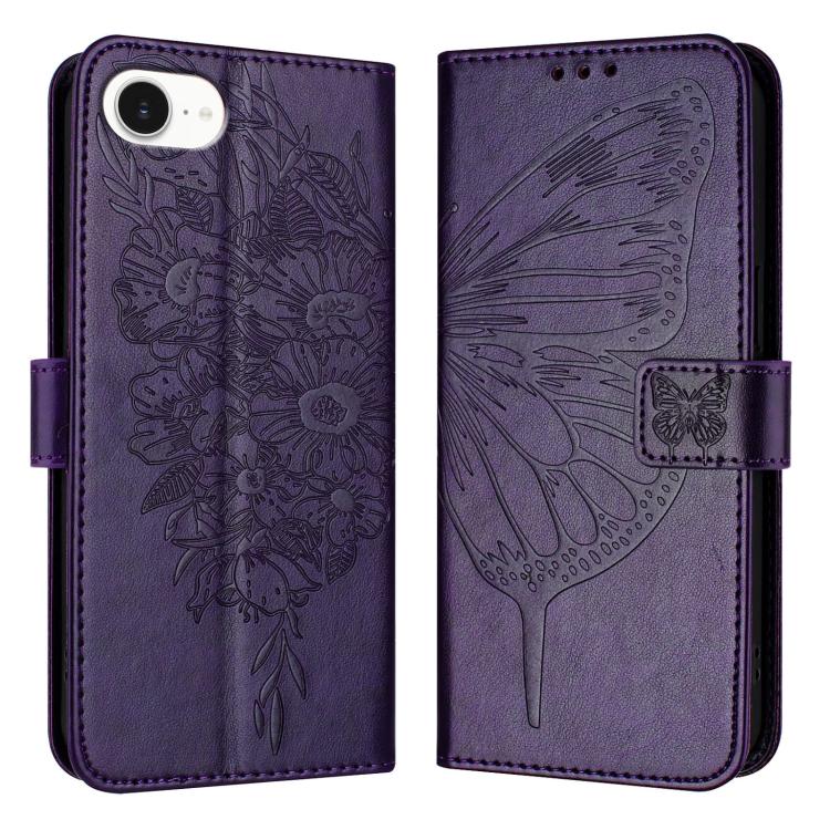 เคสโทรศัพท์หนังลายนูนรูปผีเสื้อ สำหรับ iPhone 17e / 16e, iPhone 17 Pro Max, iPhone 17 Pro, iPhone 17, iPhone Air, iPhone 16 Pro Max