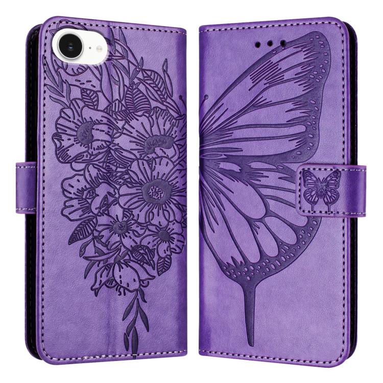 เคสโทรศัพท์หนังลายนูนรูปผีเสื้อ สำหรับ iPhone 17e / 16e, iPhone 17 Pro Max, iPhone 17 Pro, iPhone 17, iPhone Air, iPhone 16 Pro Max