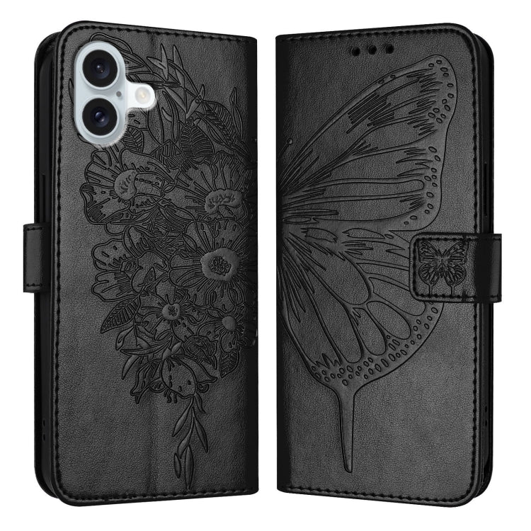เคสโทรศัพท์หนังปั๊มลายผีเสื้อ สำหรับ iPhone 16 Pro, สำหรับ iPhone 16 Plus, สำหรับ iPhone 16, สำหรับ iPhone 15 Pro Max, สำหรับ iPhone 15 Pro, สำหรับ iPhone 15 Plus