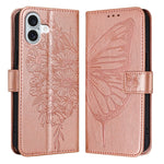 เคสโทรศัพท์หนังปั๊มลายผีเสื้อ สำหรับ iPhone 16 Pro, สำหรับ iPhone 16 Plus, สำหรับ iPhone 16, สำหรับ iPhone 15 Pro Max, สำหรับ iPhone 15 Pro, สำหรับ iPhone 15 Plus